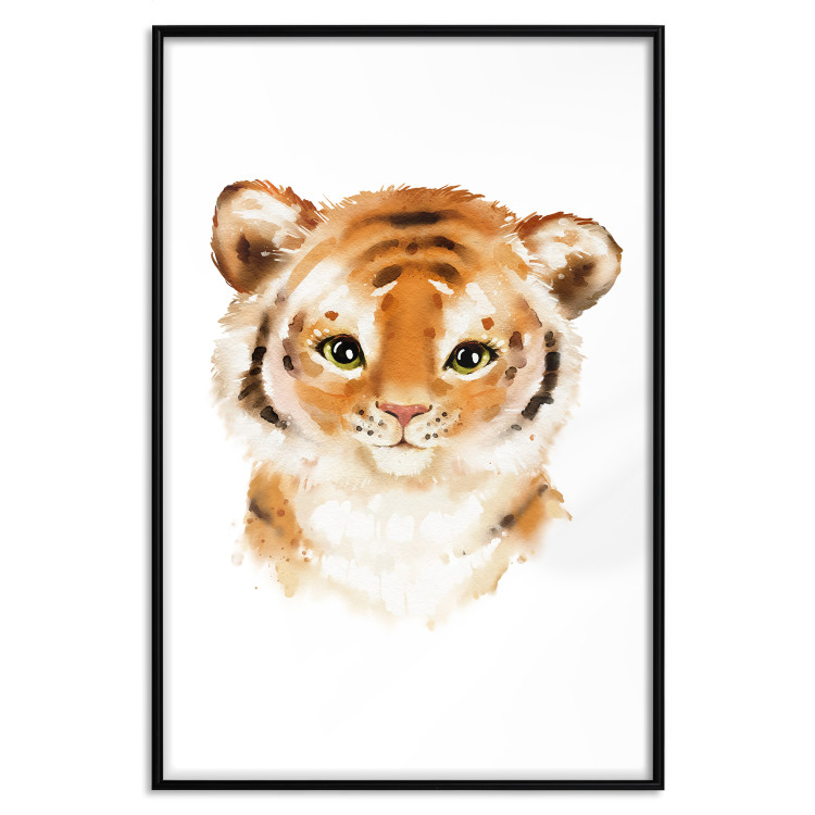 Poster Tiger Cub - a charming composition for children with a wild cat on a white background 136385 additionalImage 12