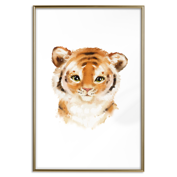 Poster Tiger Cub - a charming composition for children with a wild cat on a white background 136385 additionalImage 16