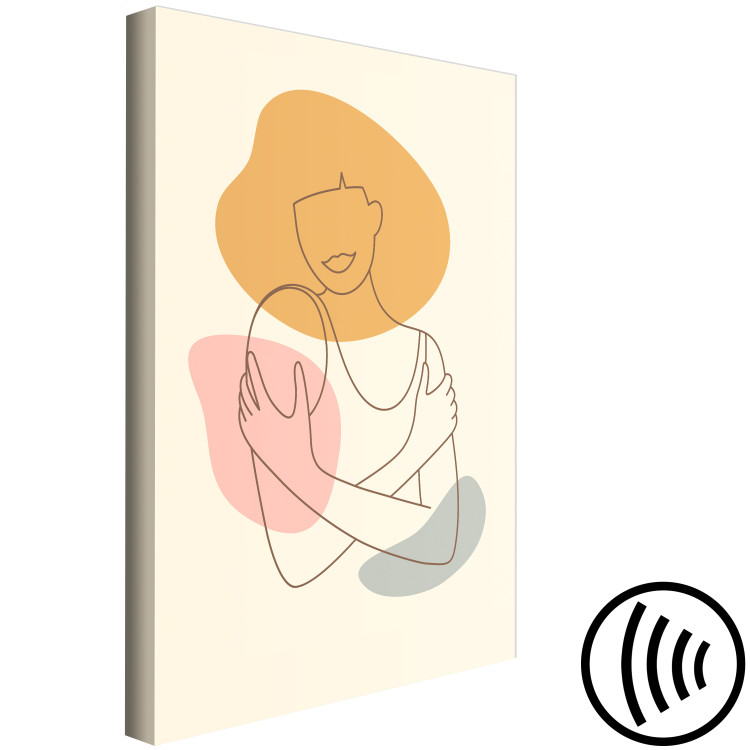 Canvas Print Cuddle Up (1-piece) Vertical - woman figure in lineart style 138885 additionalImage 6