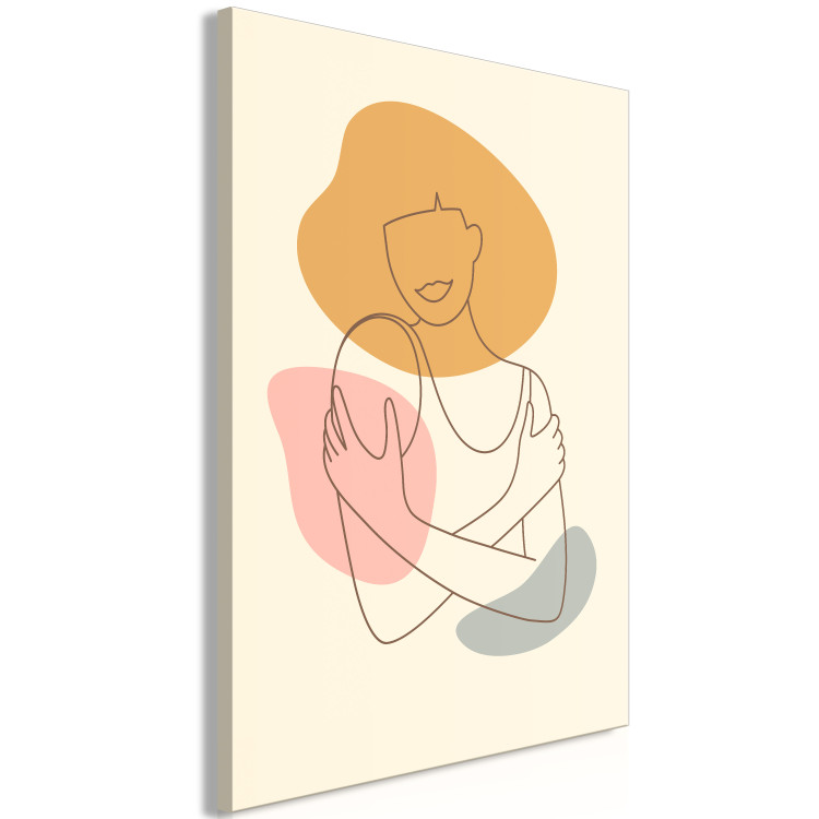Canvas Print Cuddle Up (1-piece) Vertical - woman figure in lineart style 138885 additionalImage 2