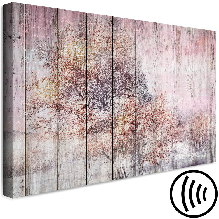 Canvas Print Drawing on Boards (1-piece) Wide - tree on wood texture 142885 additionalImage 6