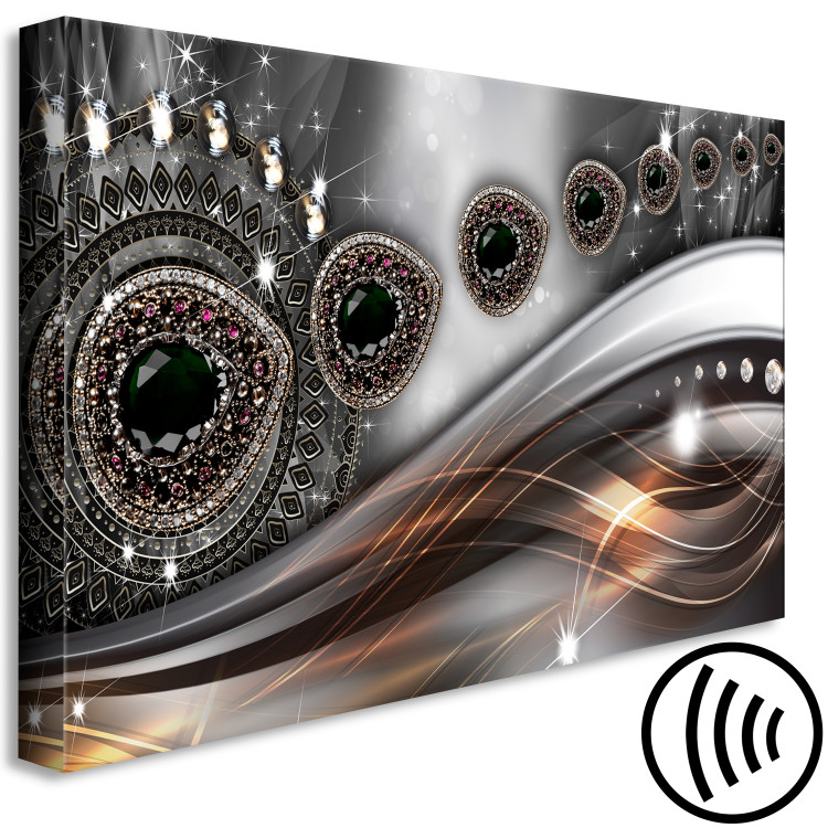 Canvas Print Black Diamonds (1-piece) - abstraction in jewels on a silver background 145085 additionalImage 6
