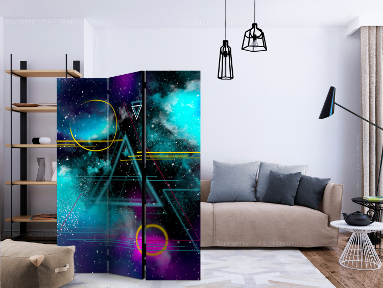 Room Separator Cosmonaut’s Desktop - Graphics Depicting Geometric Shapes and the Galaxy 146285 additionalImage 2