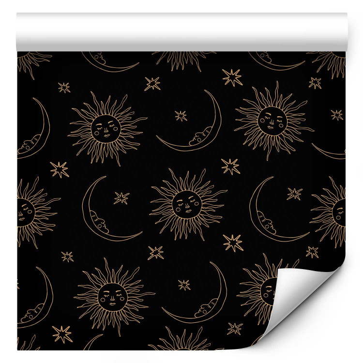 Wallpaper Cosmos - Decorative Symbols of the Sun and Moon on a Dark Background 146385 additionalImage 1