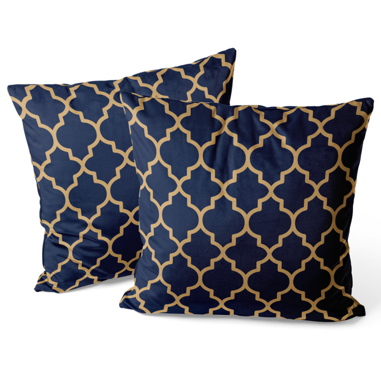 Decorative Velor Pillow Gold arabesques - a geometric pattern in an oriental style 147085 additionalImage 3