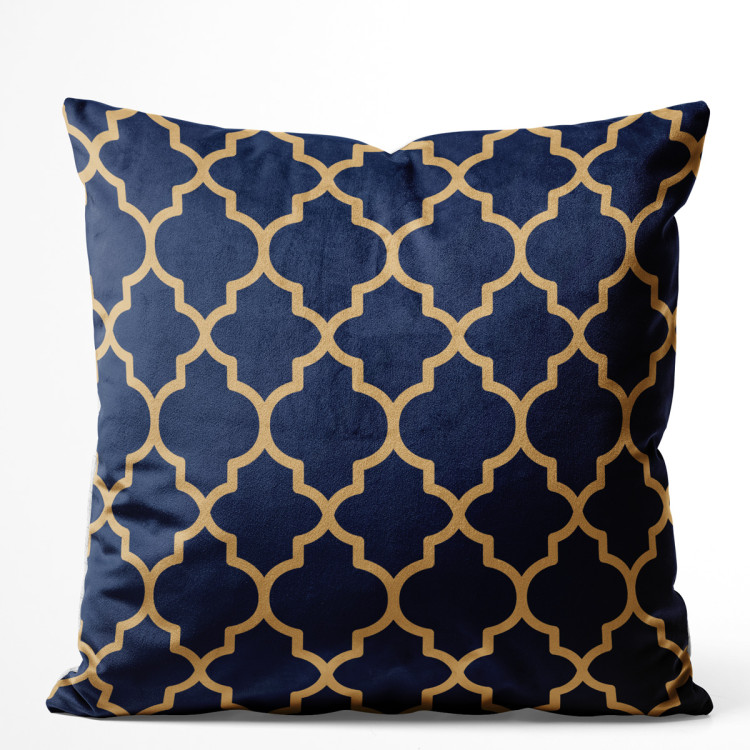 Decorative Velor Pillow Gold arabesques - a geometric pattern in an oriental style 147085