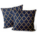 Decorative Velor Pillow Gold arabesques - a geometric pattern in an oriental style 147085 additionalThumb 3