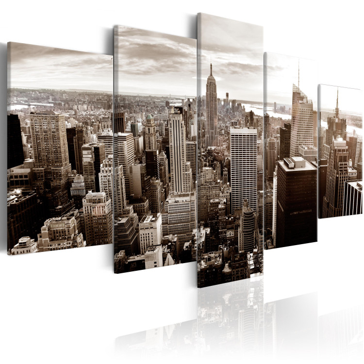 Canvas Stylish Manhattan (5-piece) - sun over the skyscrapers of New York City 149085 additionalImage 2