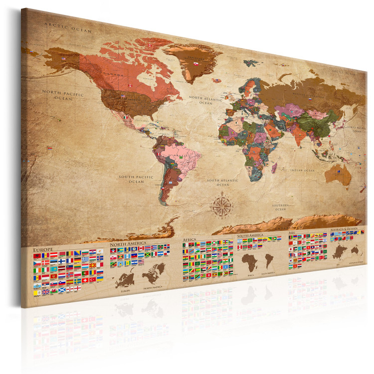 Canvas Print World Map: Retro Styling (1-piece) - world and country flags 149685 additionalImage 2