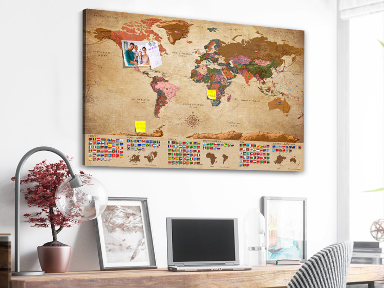 Canvas Print World Map: Retro Styling (1-piece) - world and country flags 149685 additionalImage 3