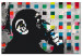 Paint by Number Kit Pensive Monkey - Banksy’s Mural Among Colorful Squares 149785 additionalThumb 3