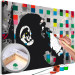 Paint by Number Kit Pensive Monkey - Banksy’s Mural Among Colorful Squares 149785