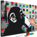 Paint by Number Kit Pensive Monkey - Banksy’s Mural Among Colorful Squares 149785 additionalThumb 5