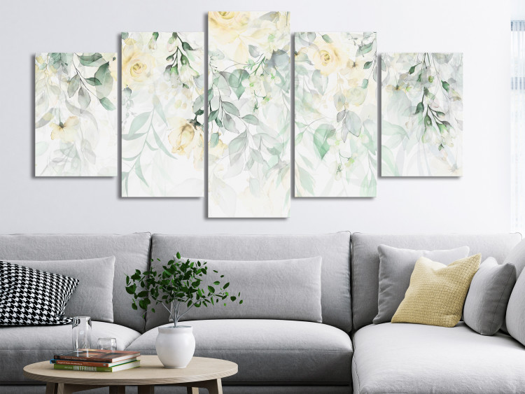 Canvas Art Print Waterfall of Roses (5 Parts) Wide - Second Variant 150085 additionalImage 3