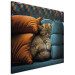Canvas Print AI Cat - Cute Animal Sleeping Between Comfortable Pillows - Square 150185 additionalThumb 2