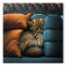 Canvas Print AI Cat - Cute Animal Sleeping Between Comfortable Pillows - Square 150185 additionalThumb 7
