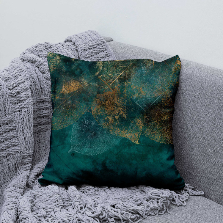 Decorative Microfiber Pillow Reflection of Leaves - An Elegant Composition With a Delicate Outline of Plants 151385 additionalImage 3