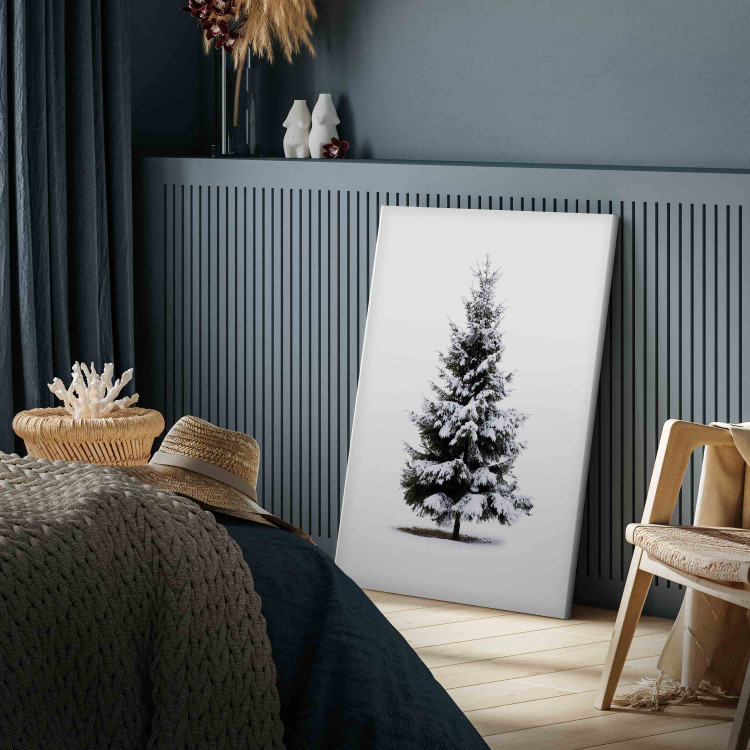 Canvas Winter Tree - Spruce Covered With Snow on a White Snowy Background 151685 additionalImage 5
