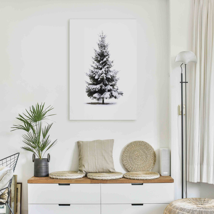 Canvas Winter Tree - Spruce Covered With Snow on a White Snowy Background 151685 additionalImage 9
