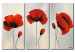 Canvas Art Print Poppies in a Shimmering Mist (3-piece) - Red flowers on a white background 47585