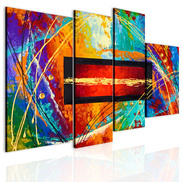Canvas Print Rainbow (4-piece) - Colourful abstraction with a geometric element 48385 additionalImage 2