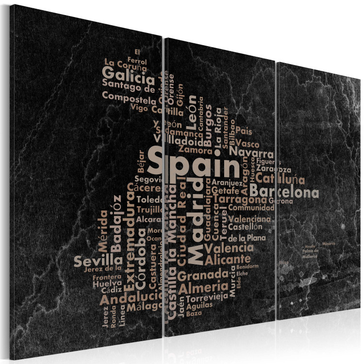 Canvas Art Print Text map of Spain on the blackboard - triptych 55285 additionalImage 2