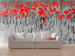 Wall Mural Poppies on Black and White Grain - Contrasting Shot of Red Flowers 60385