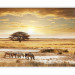 Photo Wallpaper Sunrise in Africa - Zebras on the savannah at a watering hole with a tree 61385 additionalThumb 5