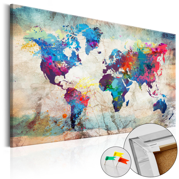 Cork Pinboard World Map: Colourful Madness [Cork Map] 97485