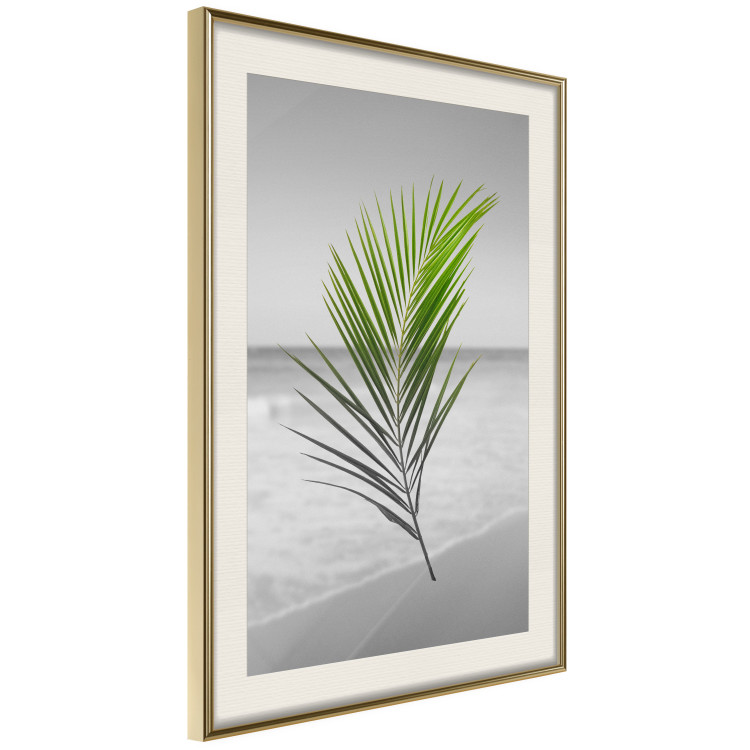 Wall Poster Green Palm Branch - Tropical plant and sea with beach in the background 114395 additionalImage 2