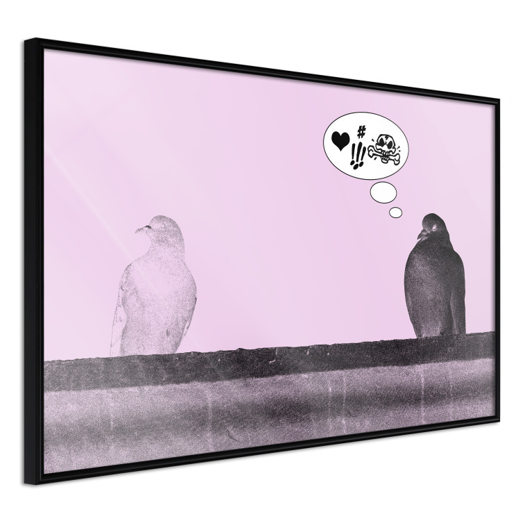 Poster Flirtations - funny speech bubble and sitting pigeons on a pink background 115195 additionalImage 10