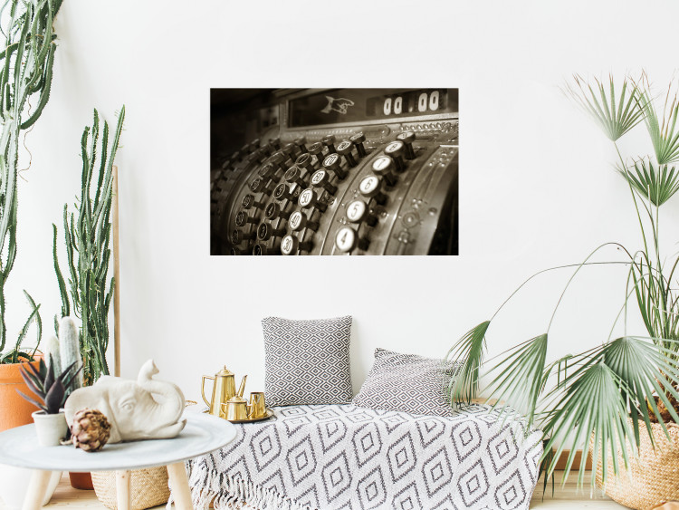 Poster Vintage Cash Register - sepia-toned composition with a retro-style metal cash register 116695 additionalImage 27