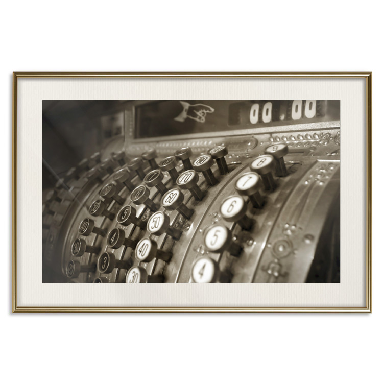 Poster Vintage Cash Register - sepia-toned composition with a retro-style metal cash register 116695 additionalImage 19