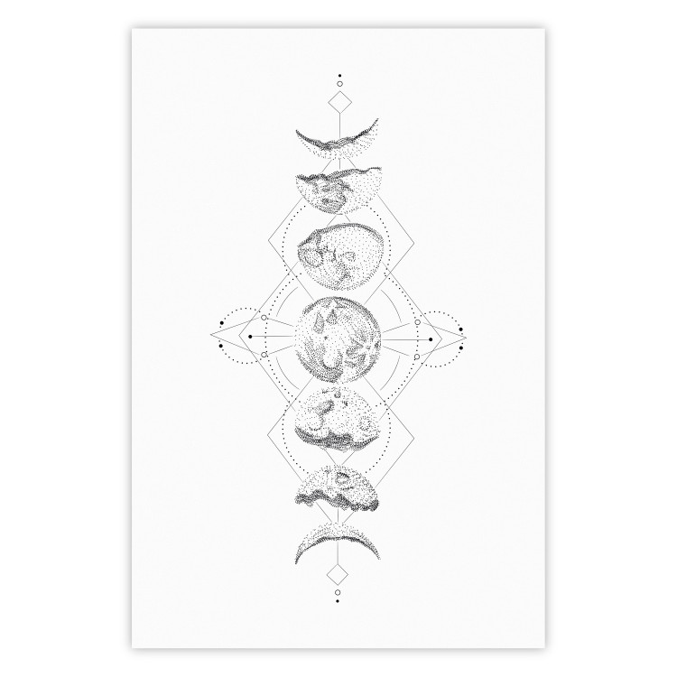 Wall Poster Moonlight - black and white simple composition depicting moon phases 117295