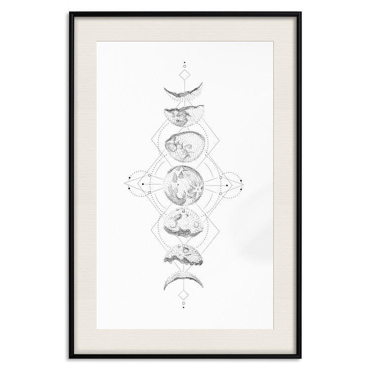 Wall Poster Moonlight - black and white simple composition depicting moon phases 117295 additionalImage 24