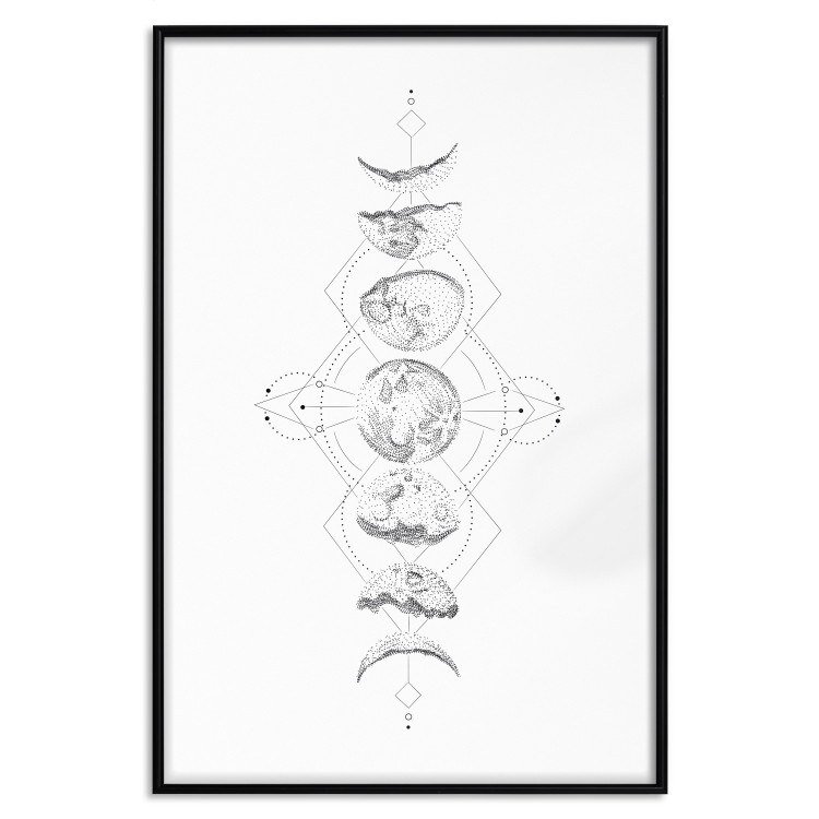Wall Poster Moonlight - black and white simple composition depicting moon phases 117295 additionalImage 16