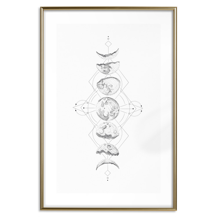 Wall Poster Moonlight - black and white simple composition depicting moon phases 117295 additionalImage 20