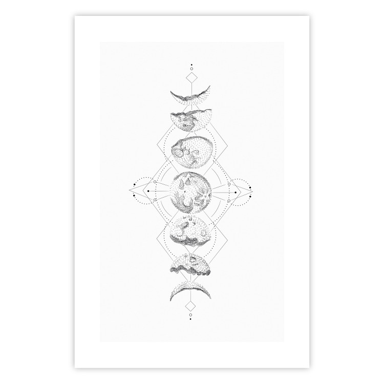 Wall Poster Moonlight - black and white simple composition depicting moon phases 117295 additionalImage 18