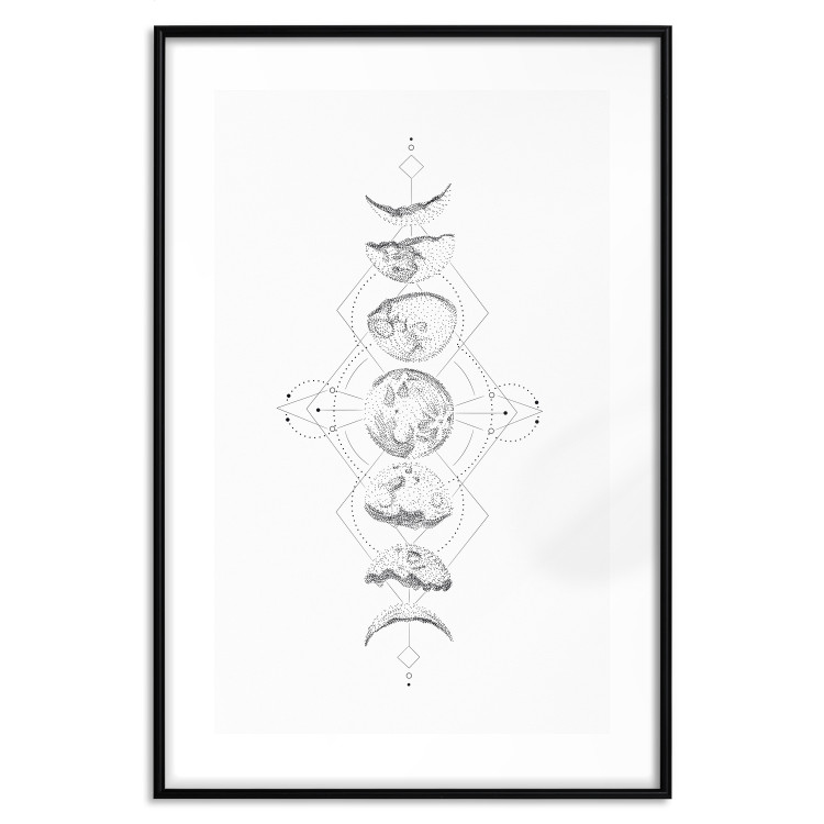 Wall Poster Moonlight - black and white simple composition depicting moon phases 117295 additionalImage 25