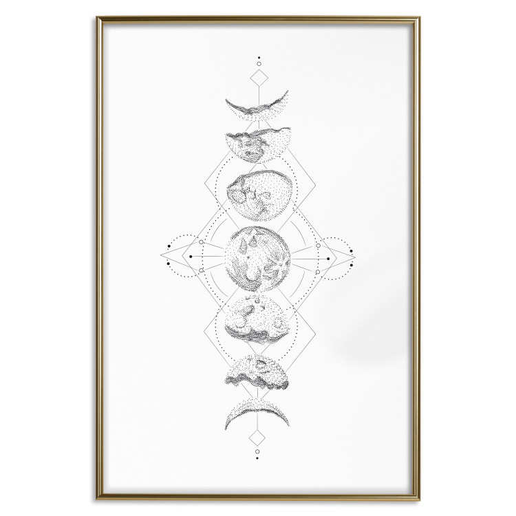 Wall Poster Moonlight - black and white simple composition depicting moon phases 117295 additionalImage 26