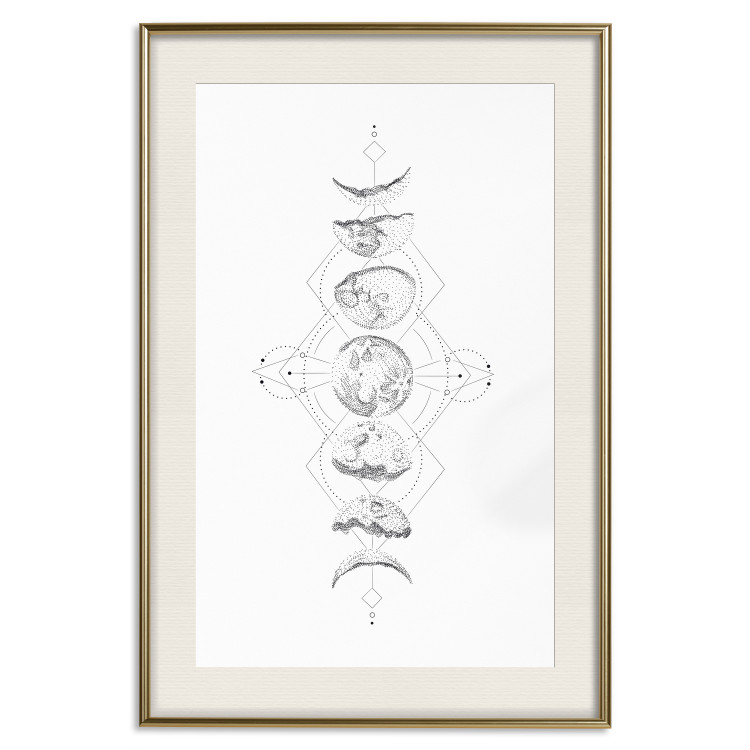 Wall Poster Moonlight - black and white simple composition depicting moon phases 117295 additionalImage 23