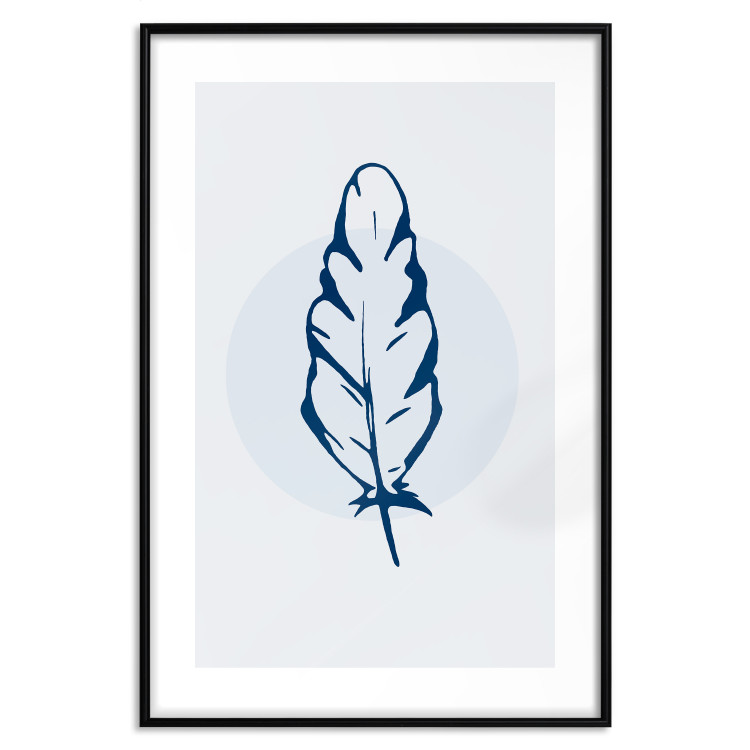 Wall Poster Blue Feather - minimalist composition with a circle and a bird feather 117595 additionalImage 14