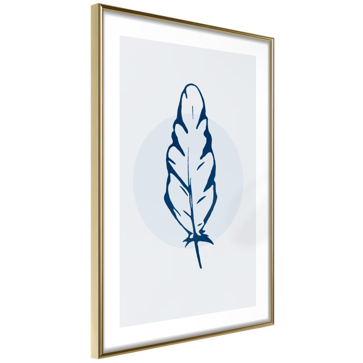Wall Poster Blue Feather - minimalist composition with a circle and a bird feather 117595 additionalImage 5