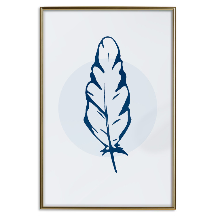 Wall Poster Blue Feather - minimalist composition with a circle and a bird feather 117595 additionalImage 15
