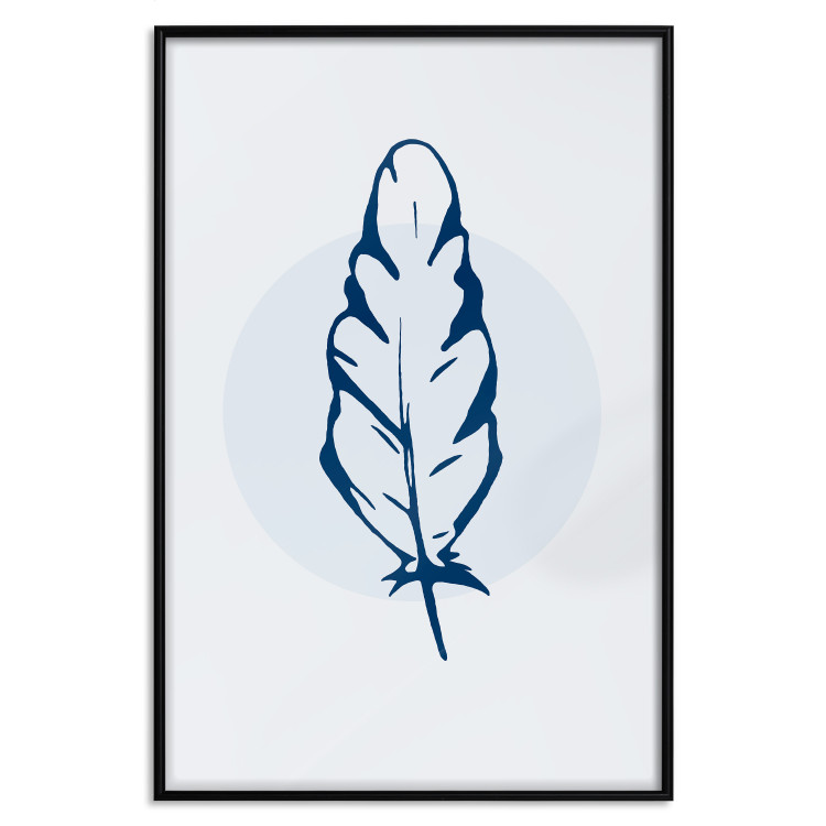 Wall Poster Blue Feather - minimalist composition with a circle and a bird feather 117595 additionalImage 16