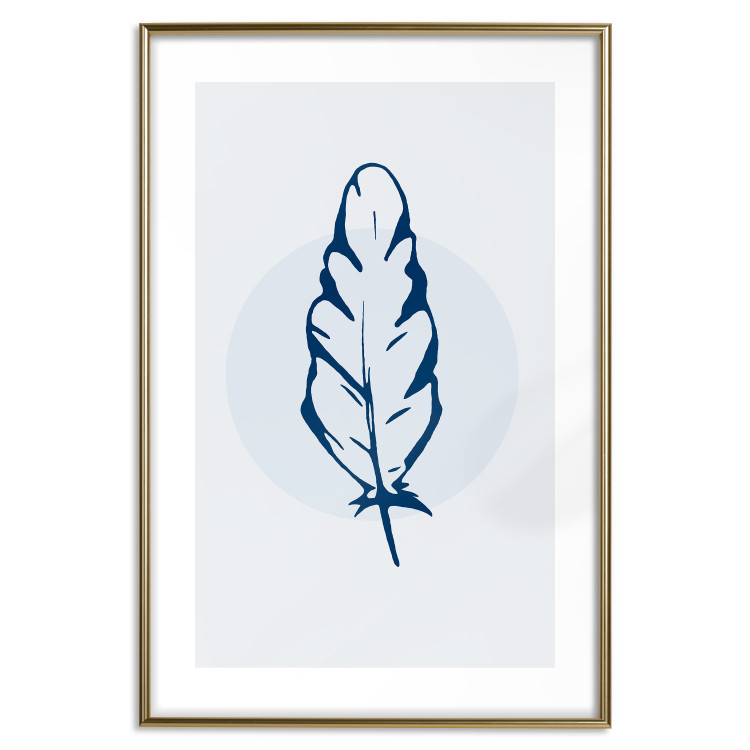 Wall Poster Blue Feather - minimalist composition with a circle and a bird feather 117595 additionalImage 13