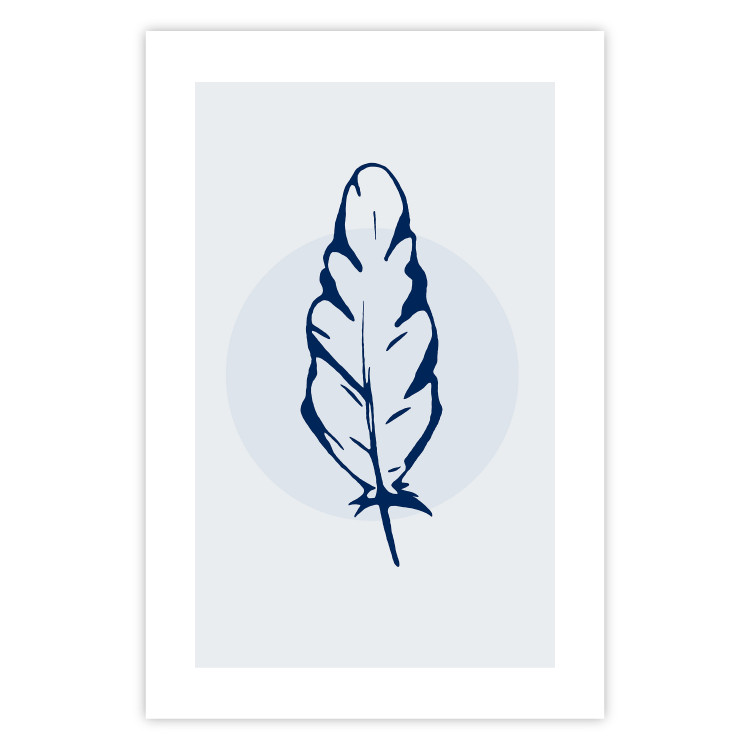 Wall Poster Blue Feather - minimalist composition with a circle and a bird feather 117595 additionalImage 18
