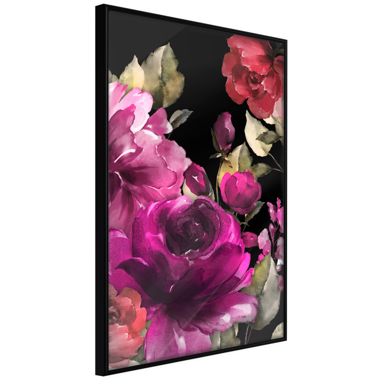 Poster Midsummer - colorful watercolor flowers on a black background 117995 additionalImage 12