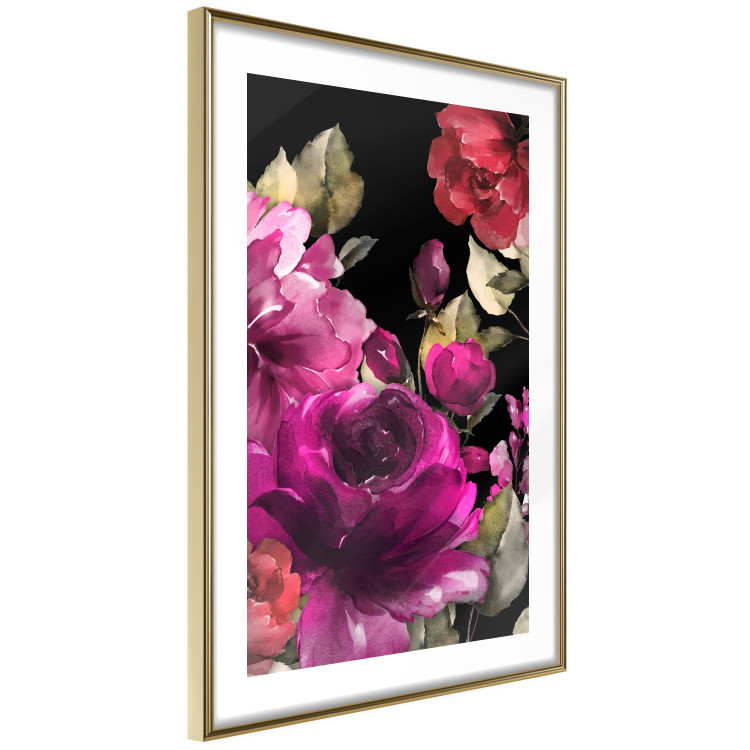 Poster Midsummer - colorful watercolor flowers on a black background 117995 additionalImage 8