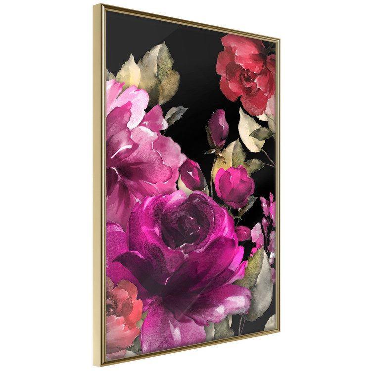 Poster Midsummer - colorful watercolor flowers on a black background 117995 additionalImage 14